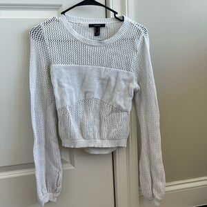White Mesh Knit Sweater Top